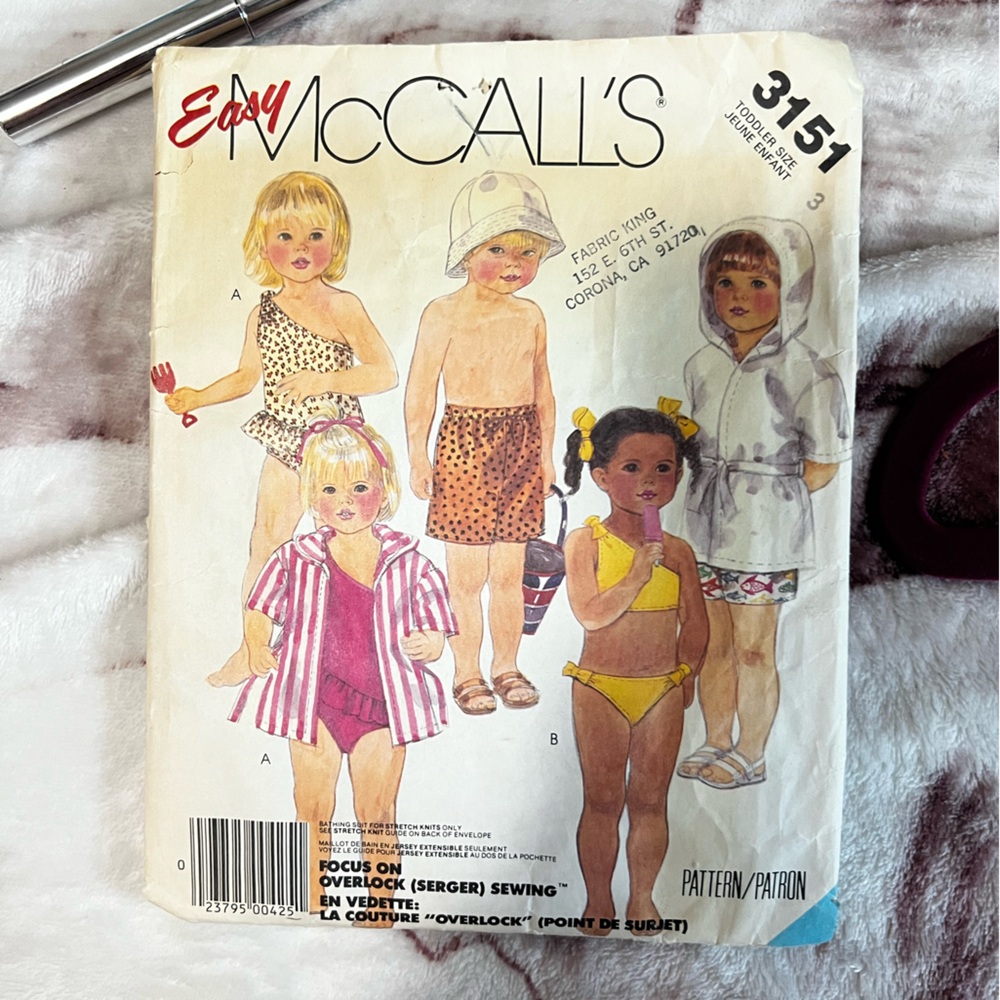 Easy McCall's Vintage Clothing Sewing Pattern 1987